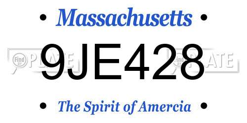 9JE428 Massachusetts License Plate