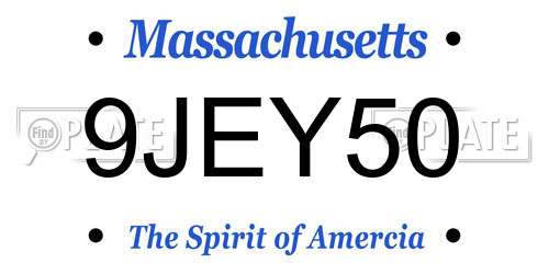 9JEY50 Massachusetts License Plate