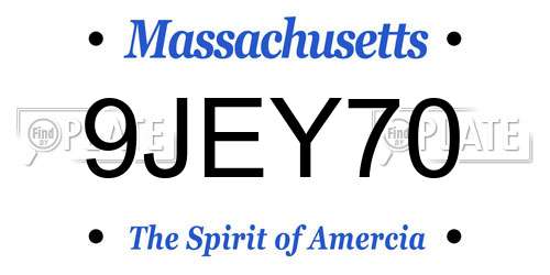 9JEY70 Massachusetts License Plate