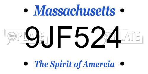 9JF524 Massachusetts License Plate