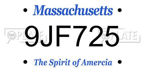 9JF725 Massachusetts License Plate