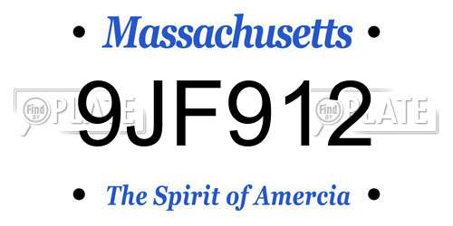 9JF912 Massachusetts License Plate