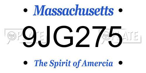 9JG275 Massachusetts License Plate
