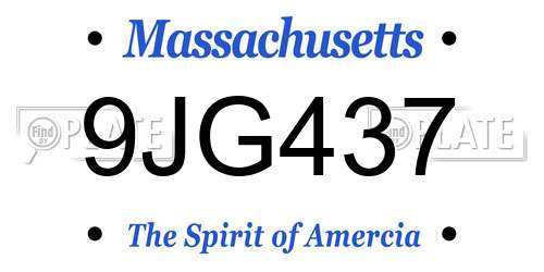 9JG437 Massachusetts License Plate