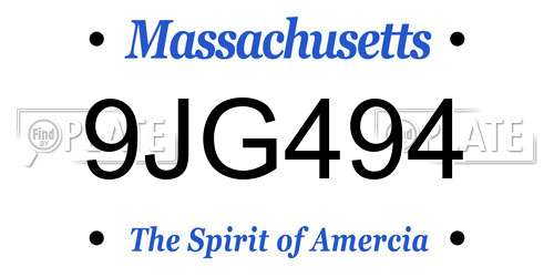 9JG494 Massachusetts License Plate