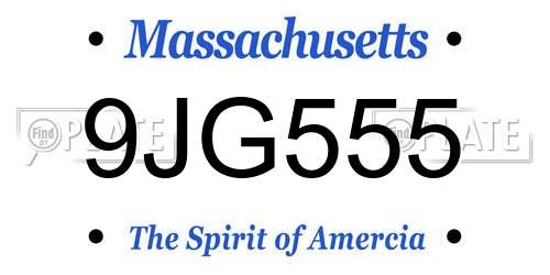 9JG555 Massachusetts License Plate