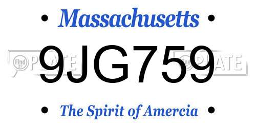 9JG759 Massachusetts License Plate