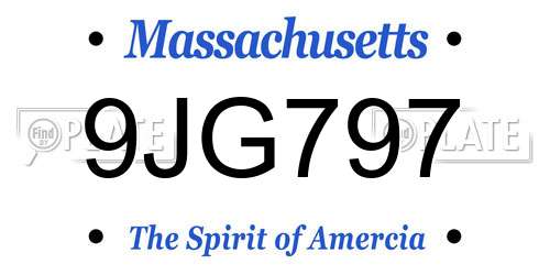 9JG797 Massachusetts License Plate
