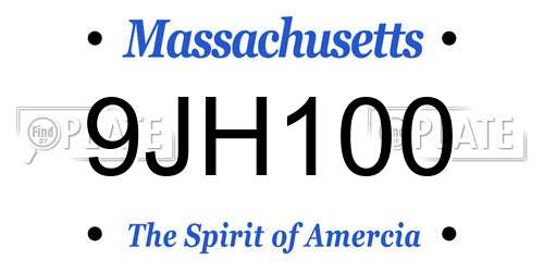 9JH100 Massachusetts License Plate