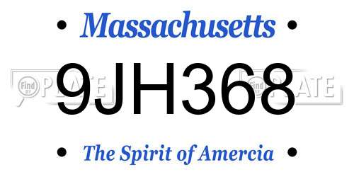 9JH368 Massachusetts License Plate