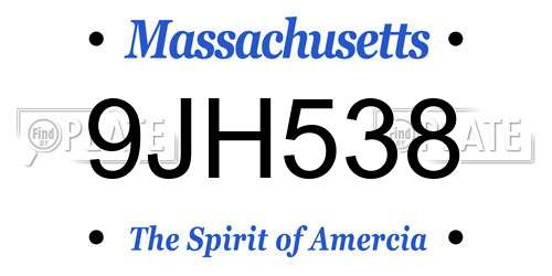 9JH538 Massachusetts License Plate