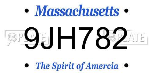 9JH782 Massachusetts License Plate