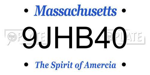 9JHB40 Massachusetts License Plate