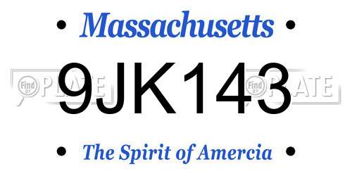 9JK143 Massachusetts License Plate