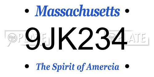 9JK234 Massachusetts License Plate