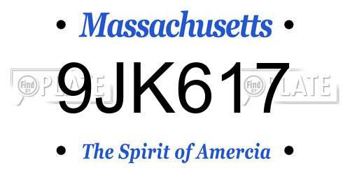 9JK617 Massachusetts License Plate