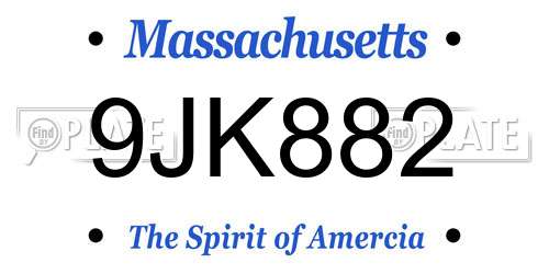 9JK882 Massachusetts License Plate
