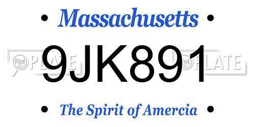 9JK891 Massachusetts License Plate