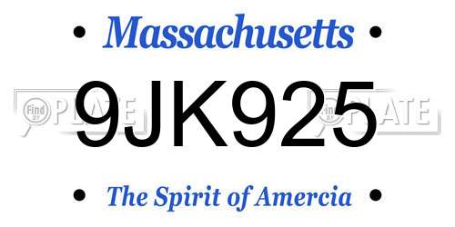 9JK925 Massachusetts License Plate