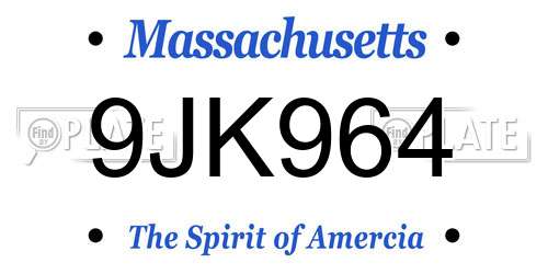 9JK964 Massachusetts License Plate