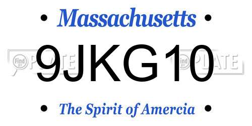 9JKG10 Massachusetts License Plate