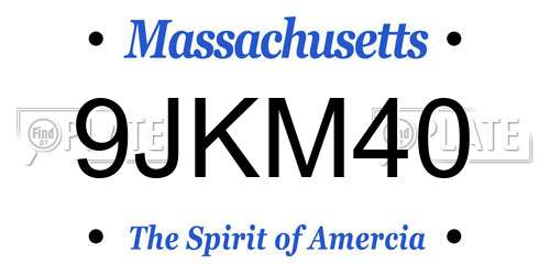 9JKM40 Massachusetts License Plate