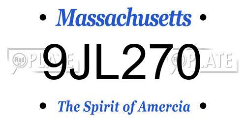 9JL270 Massachusetts License Plate