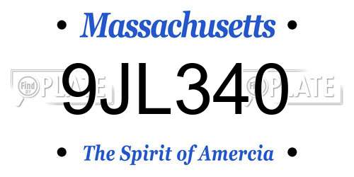 9JL340 Massachusetts License Plate