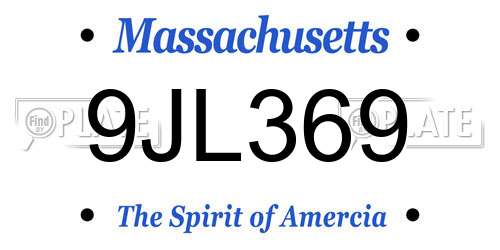 9JL369 Massachusetts License Plate