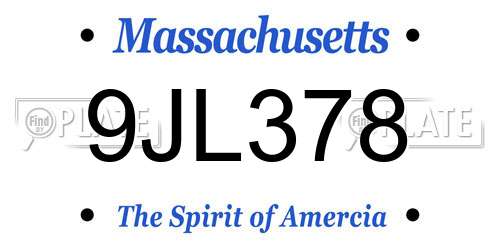 9JL378 Massachusetts License Plate