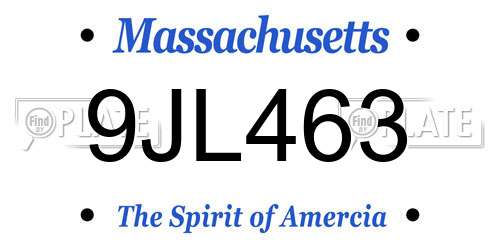 9JL463 Massachusetts License Plate