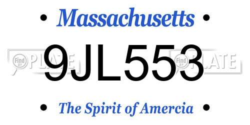 9JL553 Massachusetts License Plate