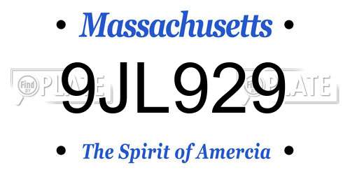 9JL929 Massachusetts License Plate
