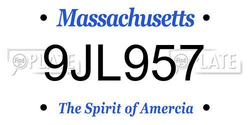 9JL957 Massachusetts License Plate