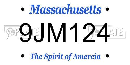 9JM124 Massachusetts License Plate