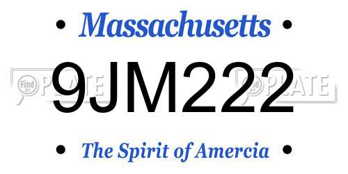 9JM222 Massachusetts License Plate