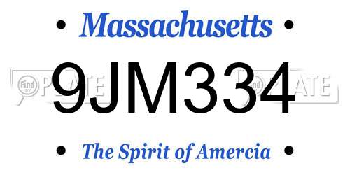 9JM334 Massachusetts License Plate