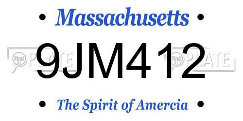 9JM412 Massachusetts License Plate