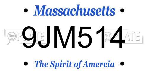 9JM514 Massachusetts License Plate