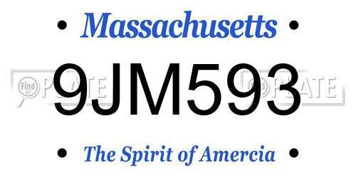 9JM593 Massachusetts License Plate