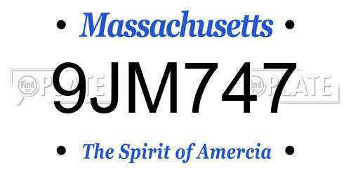 9JM747 Massachusetts License Plate