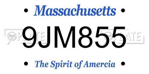 9JM855 Massachusetts License Plate