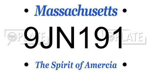 9JN191 Massachusetts License Plate