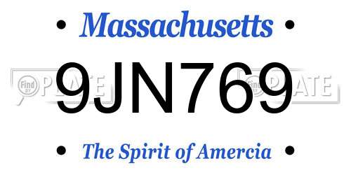9JN769 Massachusetts License Plate
