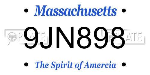 9JN898 Massachusetts License Plate