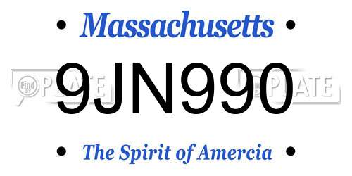 9JN990 Massachusetts License Plate