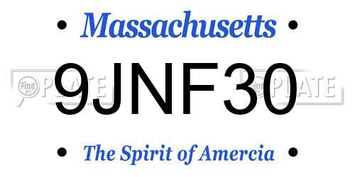 9JNF30 Massachusetts License Plate