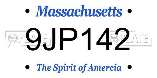 9JP142 Massachusetts License Plate
