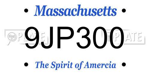 9JP300 Massachusetts License Plate