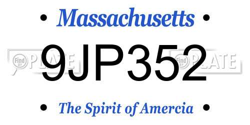 9JP352 Massachusetts License Plate